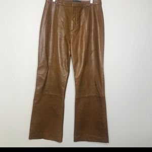 Vintage Banana Republic Camal Brown wide leg genuine leather pants